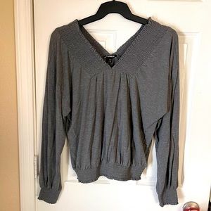 EXPRESS Gray Double Stretch V Neck Blouse